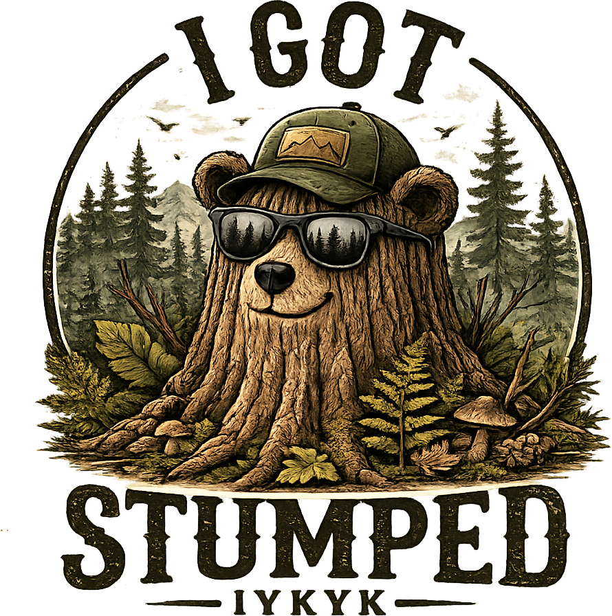 I Got Stumped — IYKYK Bear Badge Tee